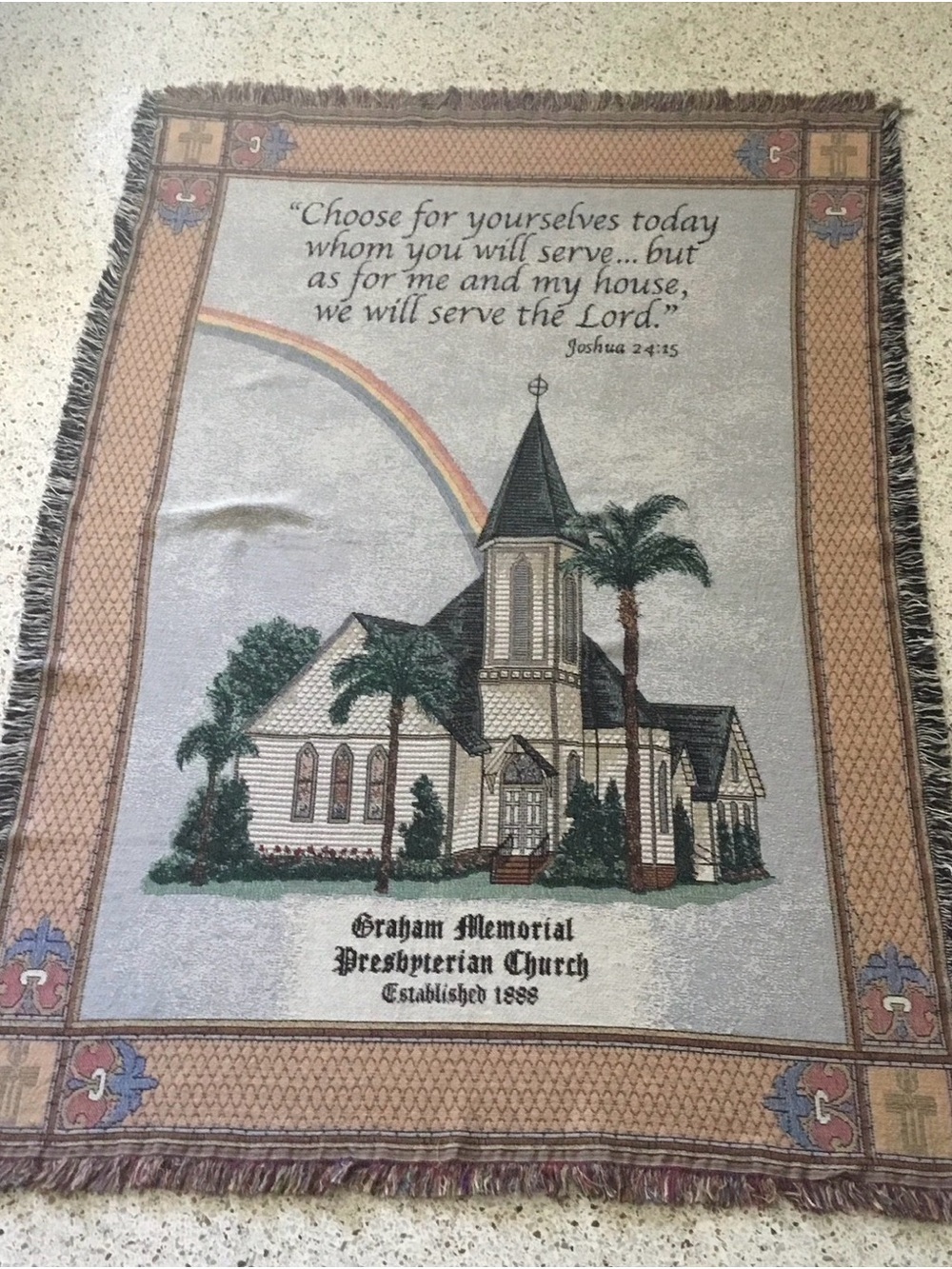 Graham Memorial Presbyterian Church Decorative Wall Tapestry - Beige, Tan, Brown